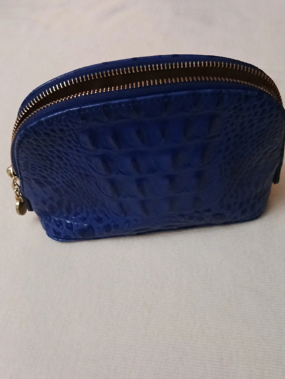 Bright Blue Croc-Embossed Cosmetic Pouch - Brahmin